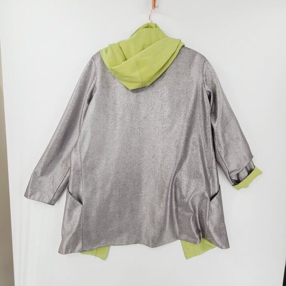Mycra Pac Jacket Women's Small Reversible Hood Raincoat Jacket Silver Green - Picture 5 of 15